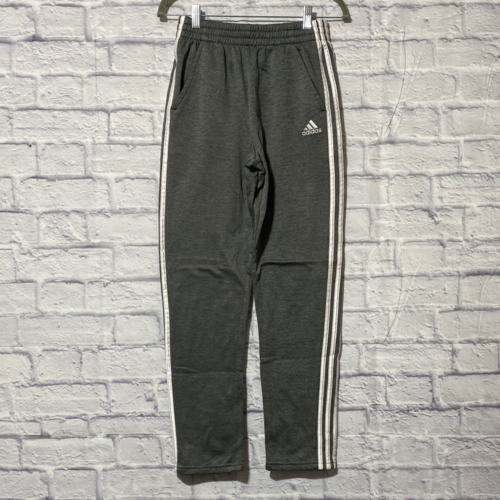 Adidas Kids Charcoal Joggers with White Stripes